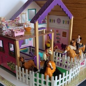 Wooden Horse Stable Playset, Horses,Dolls & Accessories
